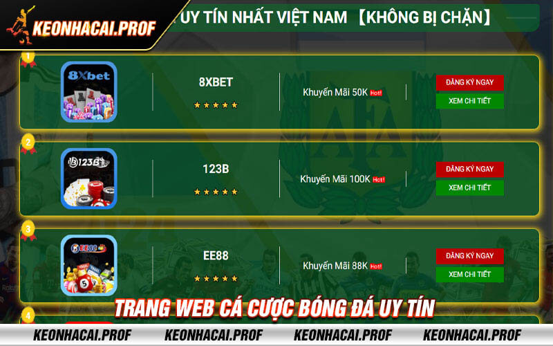 Trang web ca cuoc bong da uy tin Trang web cá cược bóng đá uy tín